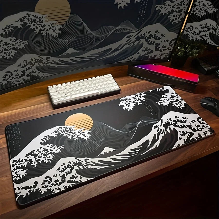 VIKAMA Large Mouse Pad Great Wave off Kanagawa Design Non-Slip Gaming Desk Mat for Office And Gaming Desktop Decoration