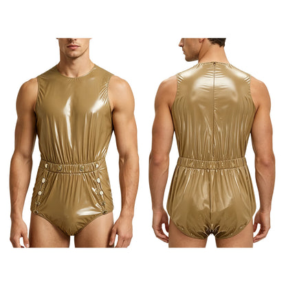 Men Women Waterproof Glossy Bodysuit Leak-proof Washable Diaper Cover Elderly Bedridden Special Needs Adaptive Jumpsuit Swimwear