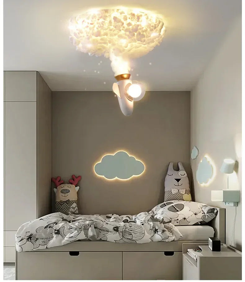 2025 Rocket Astronaut Ceiling Light For Bedroom Study Kids Nursery Modern Creative Led Cloud Led Lights Boys Children Room Light