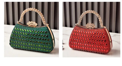 Silver Woman Bag Shine Bling Crown Hasp Diamond Shoulder Bag Crossbody Luxury Designers Rivet Clutch Party Evening Sparkly Purse