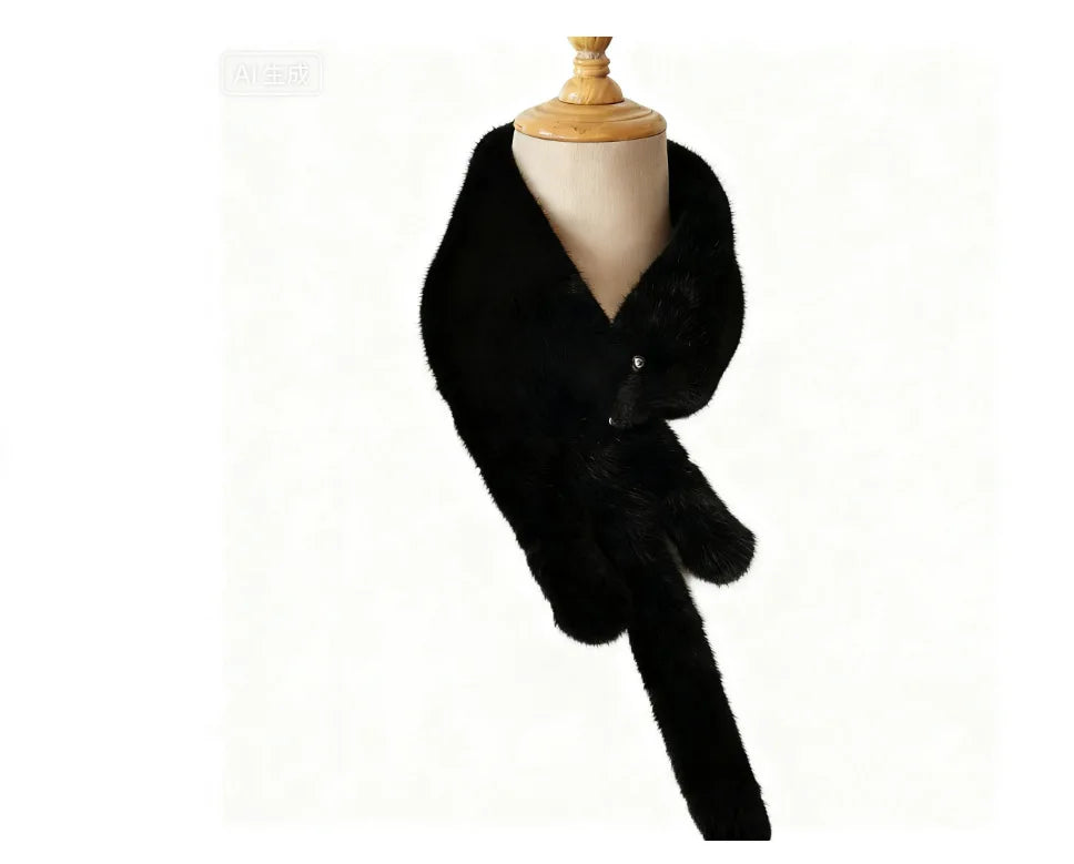 Winter Kawaii Fox Shape Plush Scarf Cute Fun Imitation Sable Soft Windproof Scarf Unisex Warm Fashion Versatile Fur Accessories