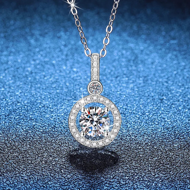 Necklace For Women Sterling S925 Silver With White Gold Plated Lab Diamond Jewelry Wedding Pendant Zircom