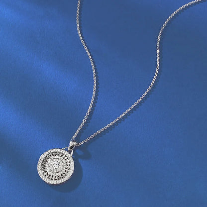 Luxury 18K Solid Platinum PT950 certifid Eight Treasures Compass Pendant Style National Style Necklace Adjustable for Women