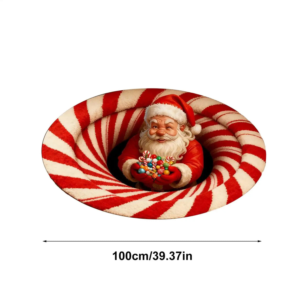 Christmas Rugs Indoor Optical Illusion Santa Claus Anti-Slip Area Rug Christmas Decorations For Living Room Entryway Office Dorm