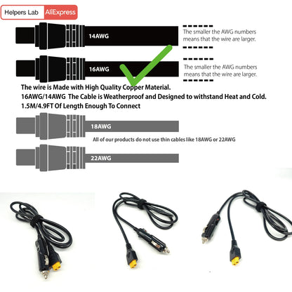 XT60 Cigarette Lighter Car Charger Power Supply 12V 24V Cable for Powerstation Ecoflow Delta River Bluetti EB55 and More -150cm
