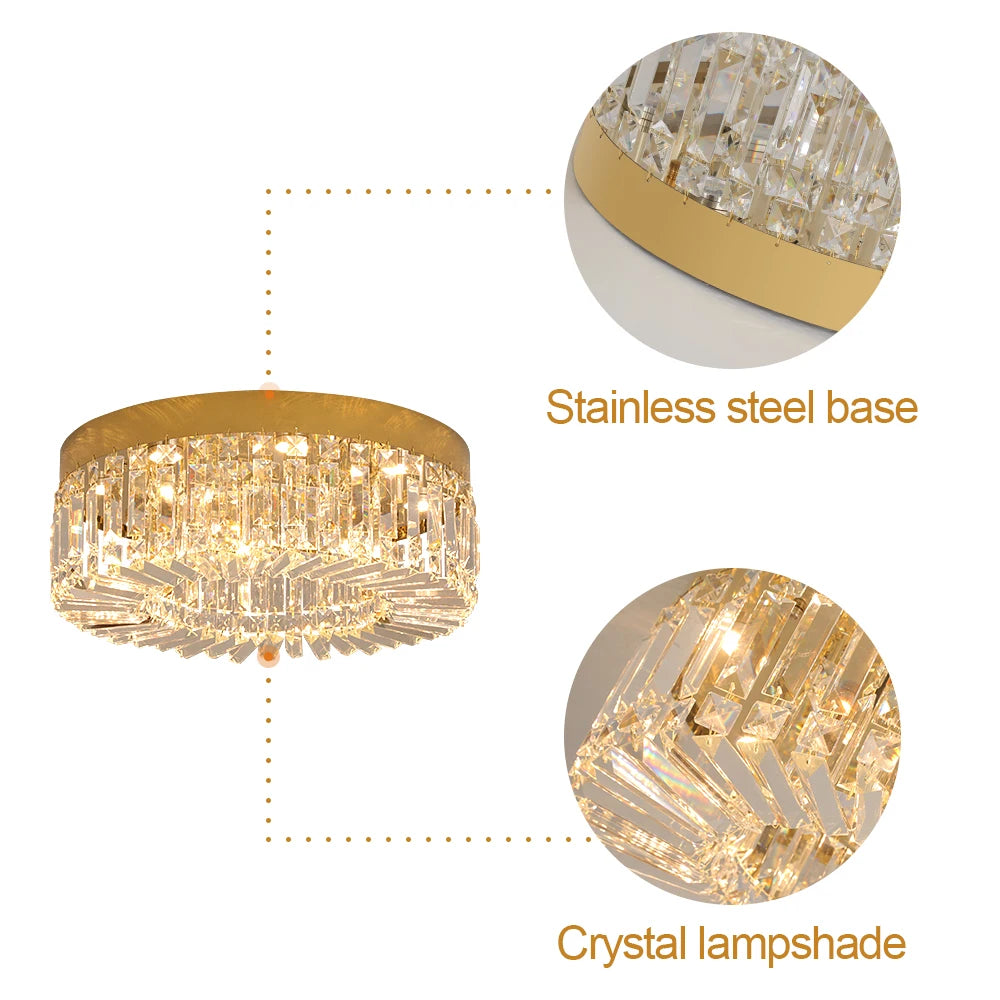 Gold Luxury Crystal Ceiling Lamp Living Room Modern Chandeliers Decoration Led Ceiling Lights Lighting Fixture Diameter 40 50cm
