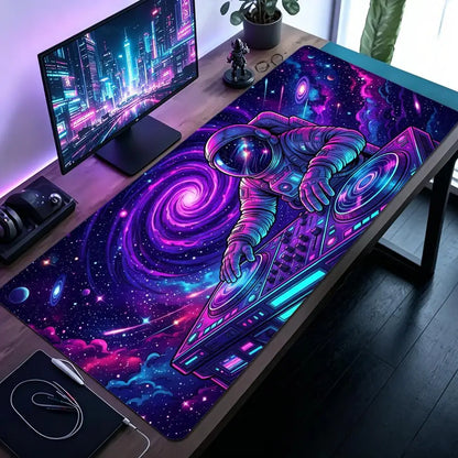 Space Astronaut DJ Mouse Pad Large Computer Office Game Table Mat Rubber Anti-slip Stitched Keyboard Mats 90x40 XXL Desk Pads