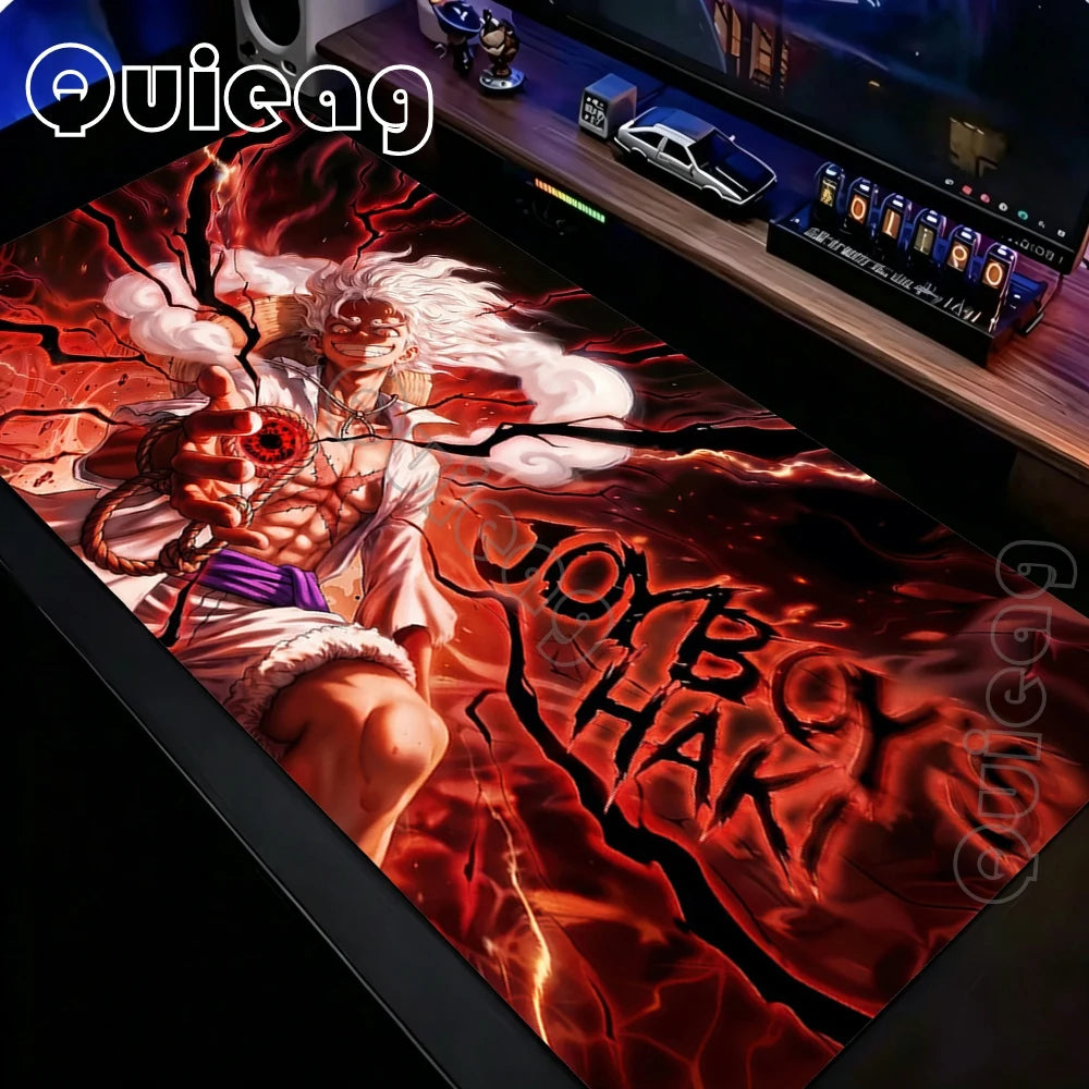 One Piece Extended Desk Mat Luffy Keyboard Mousepad Gaming Mouse Pad With Stitched Edge Non-Slip Carpet for Office Home Computer
