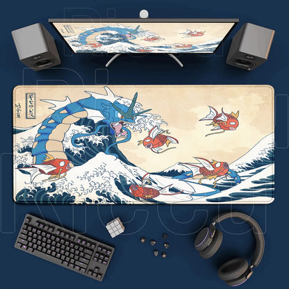 Gaming Anime P-Pokemons Gyarados Mousepad Large Non-slip Rubber Mouse Pad Gamer XXL 900x400mm Pc Keyboard Desk Mouse Mat Carpet