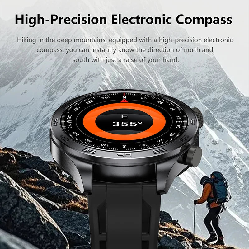 2026 new business men's smart watch 1000 mAh battery with compass altitude pressure IPX8 waterproof call sports health watch