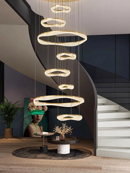 Modern ring stairs led lights pendant light lamps for living room led Chandeliers for dining room hanging light indoor lighting
