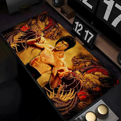 B-Bruce L-Lee Li Xiaolong K-Kung F-Fu Mouse Pad Mousepad HD Printing Computer Gamers Locking Edge Non-slip Mouse Pad XXL90x40cm