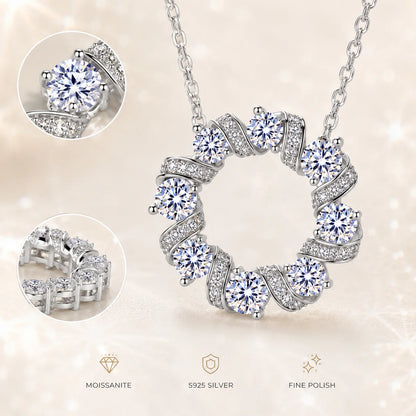 Moissanite Twist Circle Pendant Necklace S925 Sterling Silver Mobius Round Collarbone Chain Fine Jewelry Gift GRA Certified