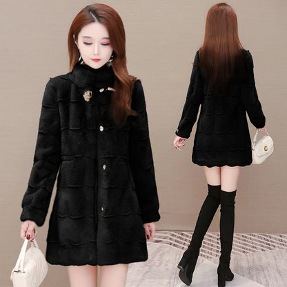 2025 New Women Winter Thick Loose Warm Outwear Plush Hooded Jacket Female Women Mink Velvet Luxury Natural Real Mink Fur Coats