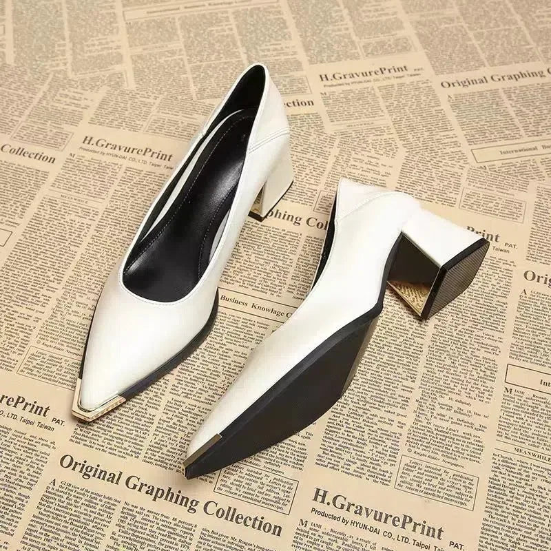 Elegant Heeled Women's Pointed Toe Fashion Shallow Shoes 2026 Autumn Party Loafers High Heel Dress Shoes Luxury Mujer Sandalias
