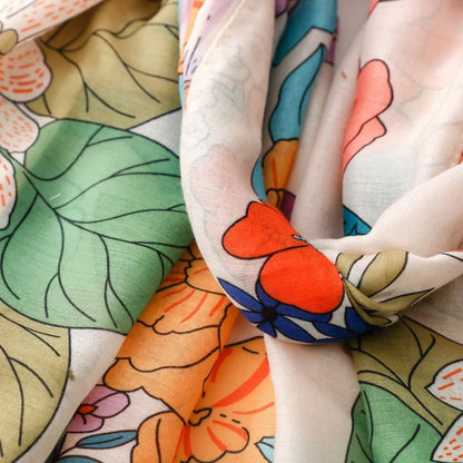 Spain Fashion Petal Floral Tassel Viscose Shawl Scarf Lady High Quality Print Soft Pashmina Stole Bufandas Muslim Hijab 180*90Cm