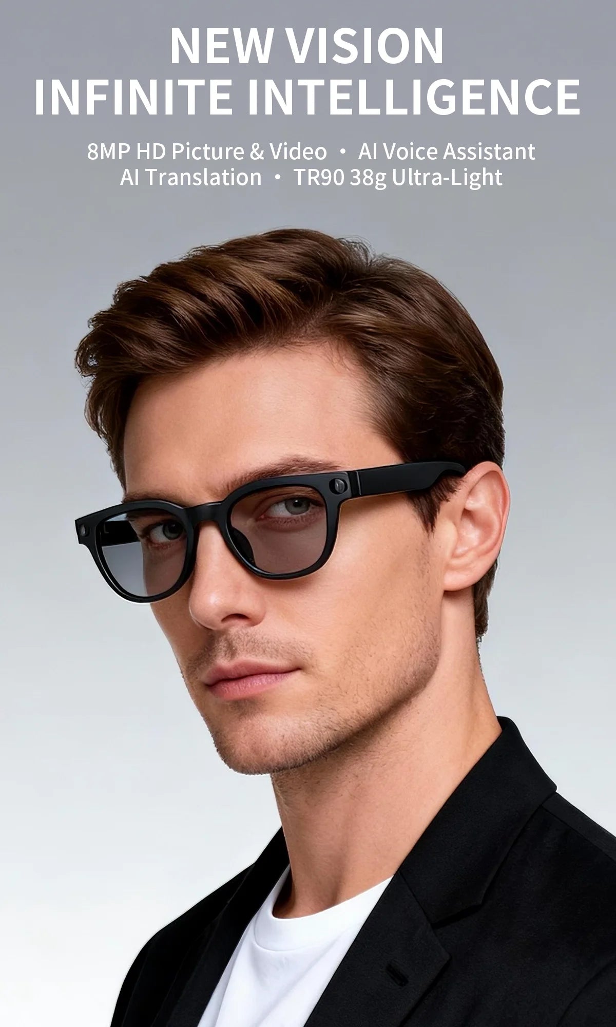 2026 New AI Smart Glasses with Video Camera Outdoor Sunglasses Wi-Fi Transfer BT Calling Audio Record Smart Wearable Headset