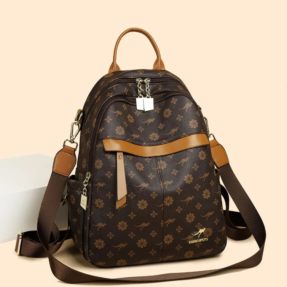 New Classical Fashion High Quality Soft Leather Travel Backpack Women Large Capacity Luxury Shoulder Bags School Bag Backpacks