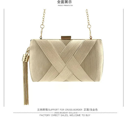 2024 New Fashion Women Evening Bags Tassel Ladies Clutch Purse Shoulder Chain Wedding Party Handbags Bags