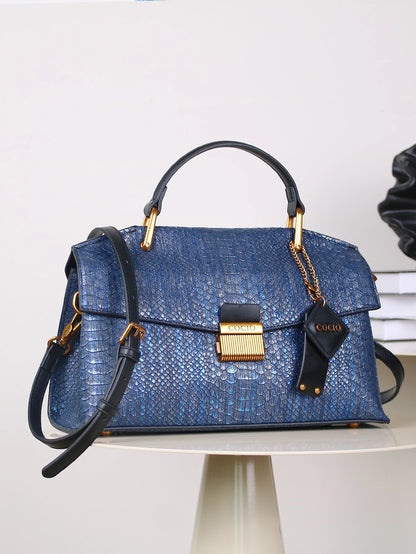 2026 New Retro Blue Snake-Shaped High-Grade Handbag Fashion Luxury Handbag Lightweight Large-Capacity One-Shoulder Messenger