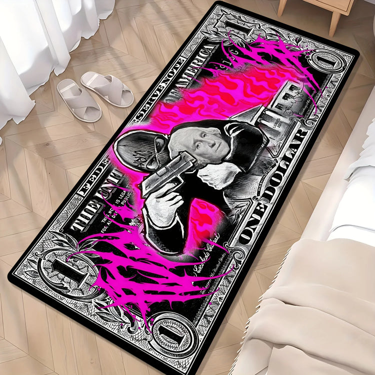 Dollar Bill Motif Area Rug,Thick Non-Slip & Washable,Soft Touch Floor Mat for Living Room,Bedroom,Kitchen,Hallway & Office Decor