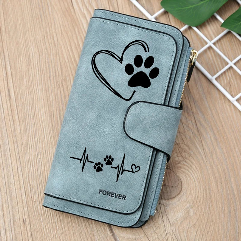 Heart-Shaped Animal Paw Butterfly Print Design Women Wallets Card Coin Wallet for Girls Purse ID Wallets Female Coin Purse Gift
