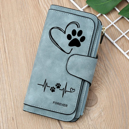 Heart-Shaped Animal Paw Butterfly Print Design Women Wallets Card Coin Wallet for Girls Purse ID Wallets Female Coin Purse Gift