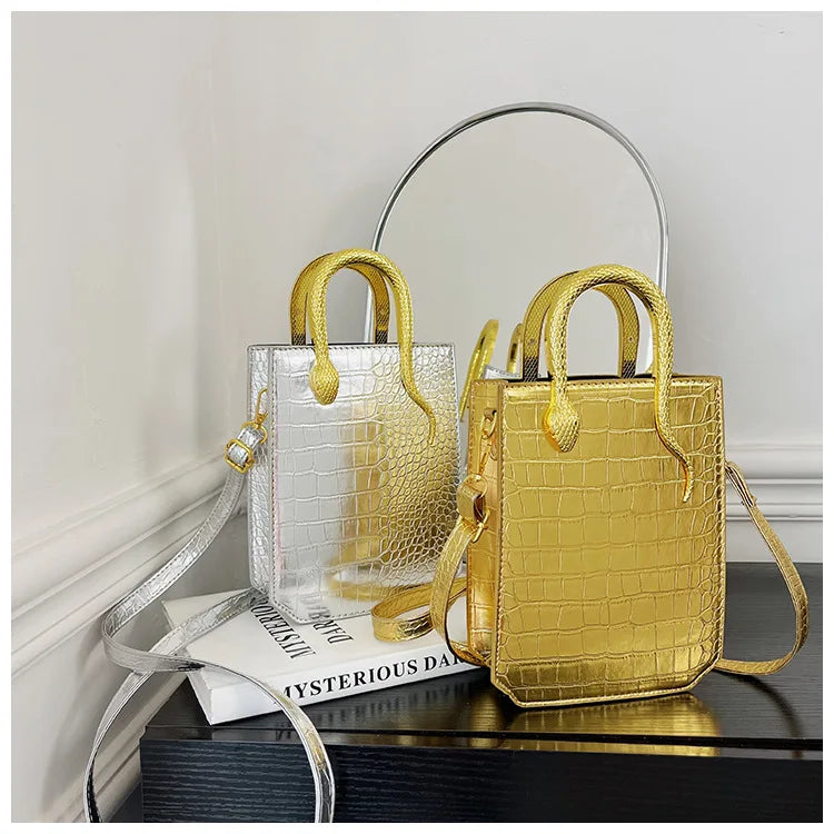 Stone Patterned Handbag for Women Glossy Purse and Handbags Crossbody Bags for Women Tote Bag PU Designer Bag Сумка Женская 2024
