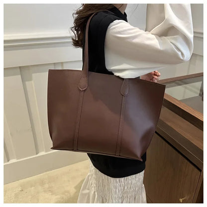 Retro Faux Leather Shoulder Bag, Large Capacity Office Commuter Handbag,Top Handle Purse Durable Work Laptop Tote Bags for Women
