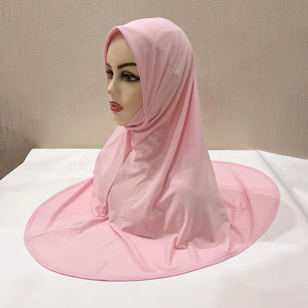 H124 Adults high quality big size muslim hijab scarf with chin part islamic headscarf hats armia pull on headwrap turban caps