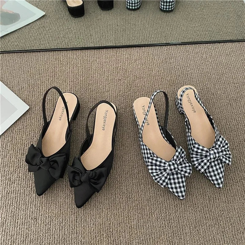 maogu Bow Polka Dot Pointed Toe Stiletto Sandals Luxury Sandals Women Designers Elegant Party Sandal 2023 Fashion Women Shoes 39