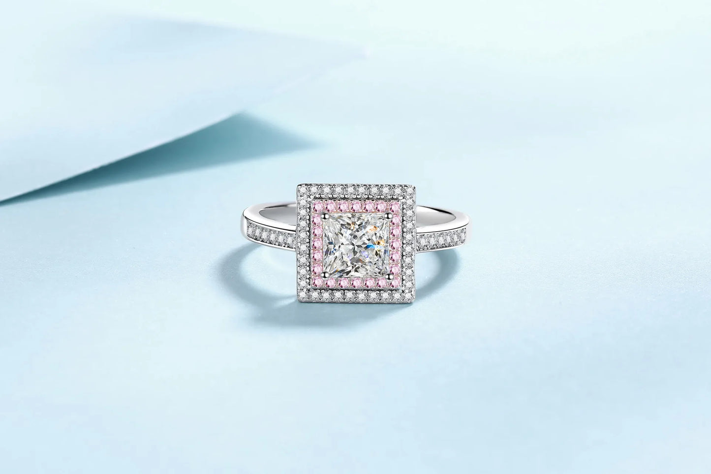 1ct Women's Square Sugar Sweet Moissanite Ring PT950 Platinum High Grade Craft Ideal for Wear And Collection
