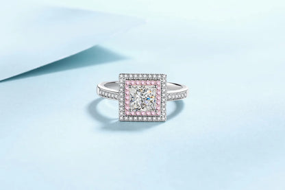 1ct Women's Square Sugar Sweet Moissanite Ring PT950 Platinum High Grade Craft Ideal for Wear And Collection