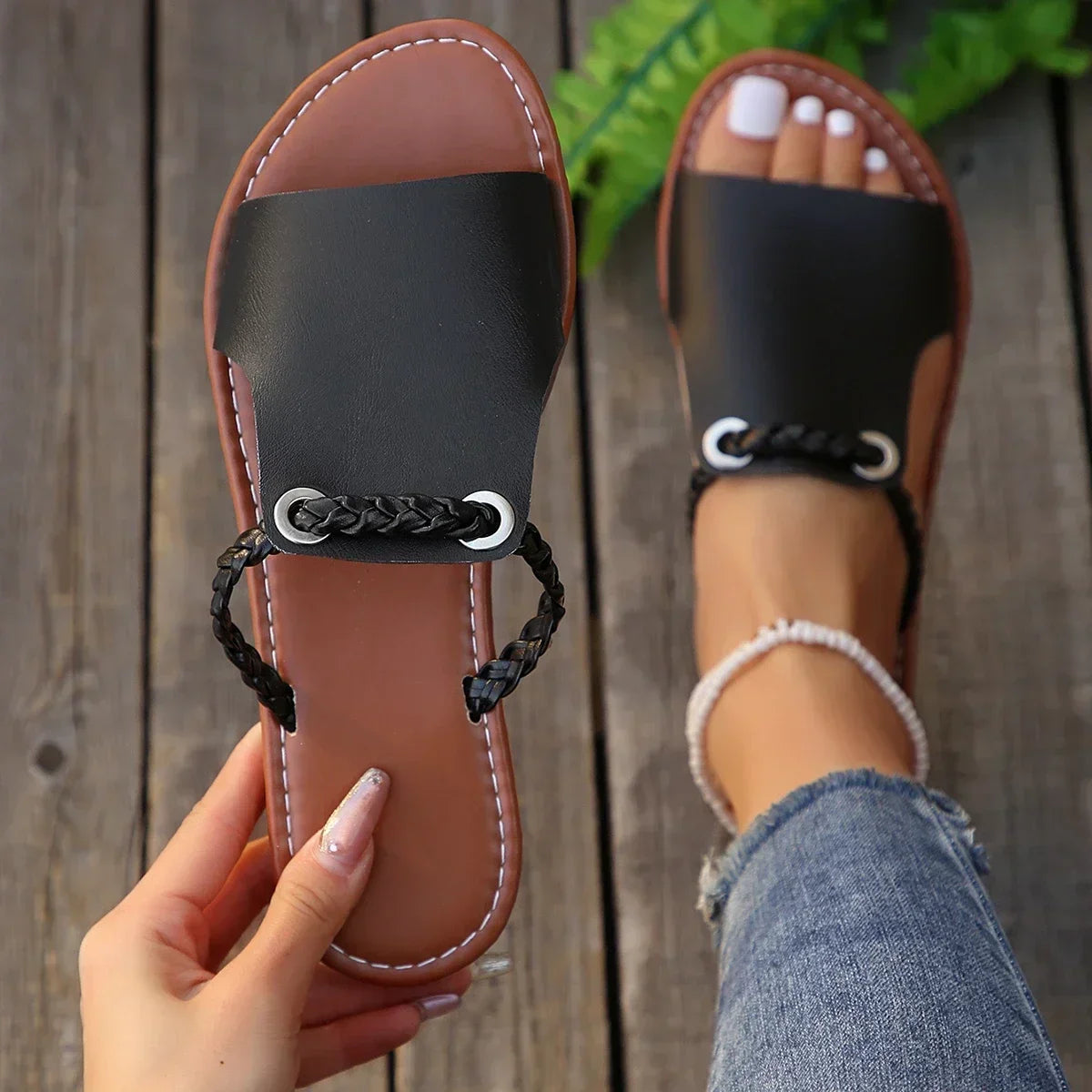 Women Flat Casual Slippers Summer 2024 New Woman Fashion Dress Sandals Beach Bohemian Shoes Femme Home Slides