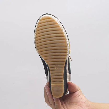 Women's Ankle Boots Wedge Heel Round Toe Platform Shoes Suede-Look Lace-Up Back Zipper Woven Trim Casual Street Style Footwear