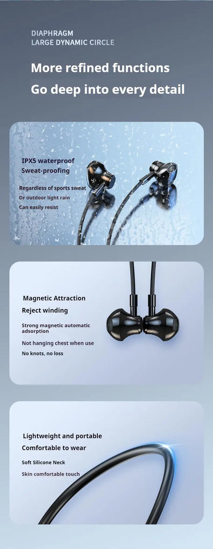 For Live Karaoke HD Screen Wireless Bluetooth 5.4 Headphones HiFi Sound Neckband Earphones Sports Gamer Headsets Noise Reduction