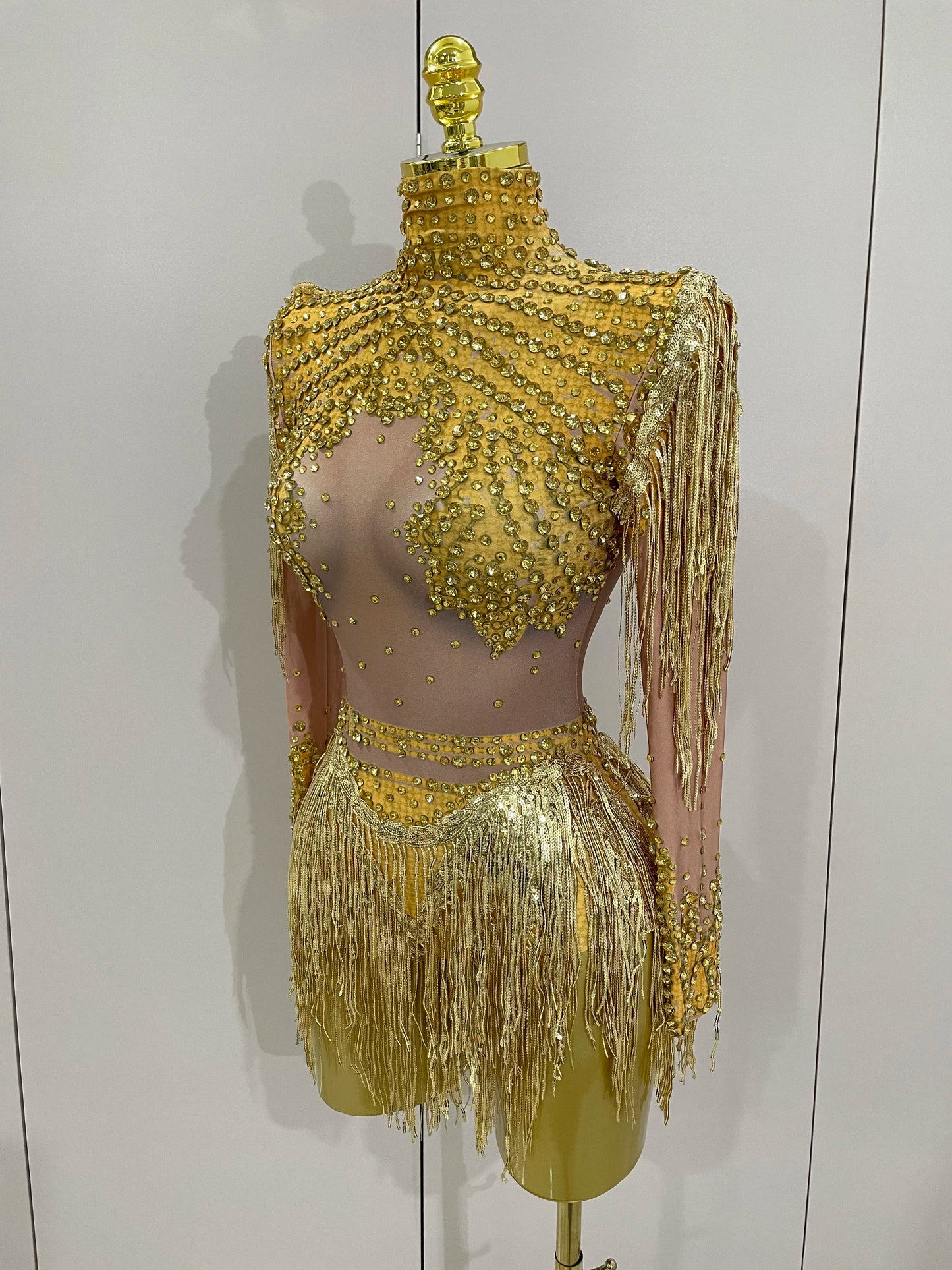 Women Sparkly Rhinestone Sequin Tassel Stretch Bodysuits 2025 New Arrival Birthday Party Nightclub Dj Stage Performance Costume