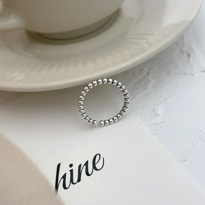 VENTFILLE 925 Sterling Silver Geometric Multilayer Round Bead Ring Female Fashion Punk Temperament Prevent Allergy Charm Jewelry