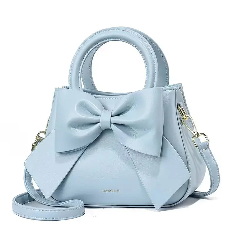 New Fashion Casual Handbags for Women Cute Bow Black White Blue PU Handbags Trendy Daily Shoulder Underarm Bags Bolsa Feminina