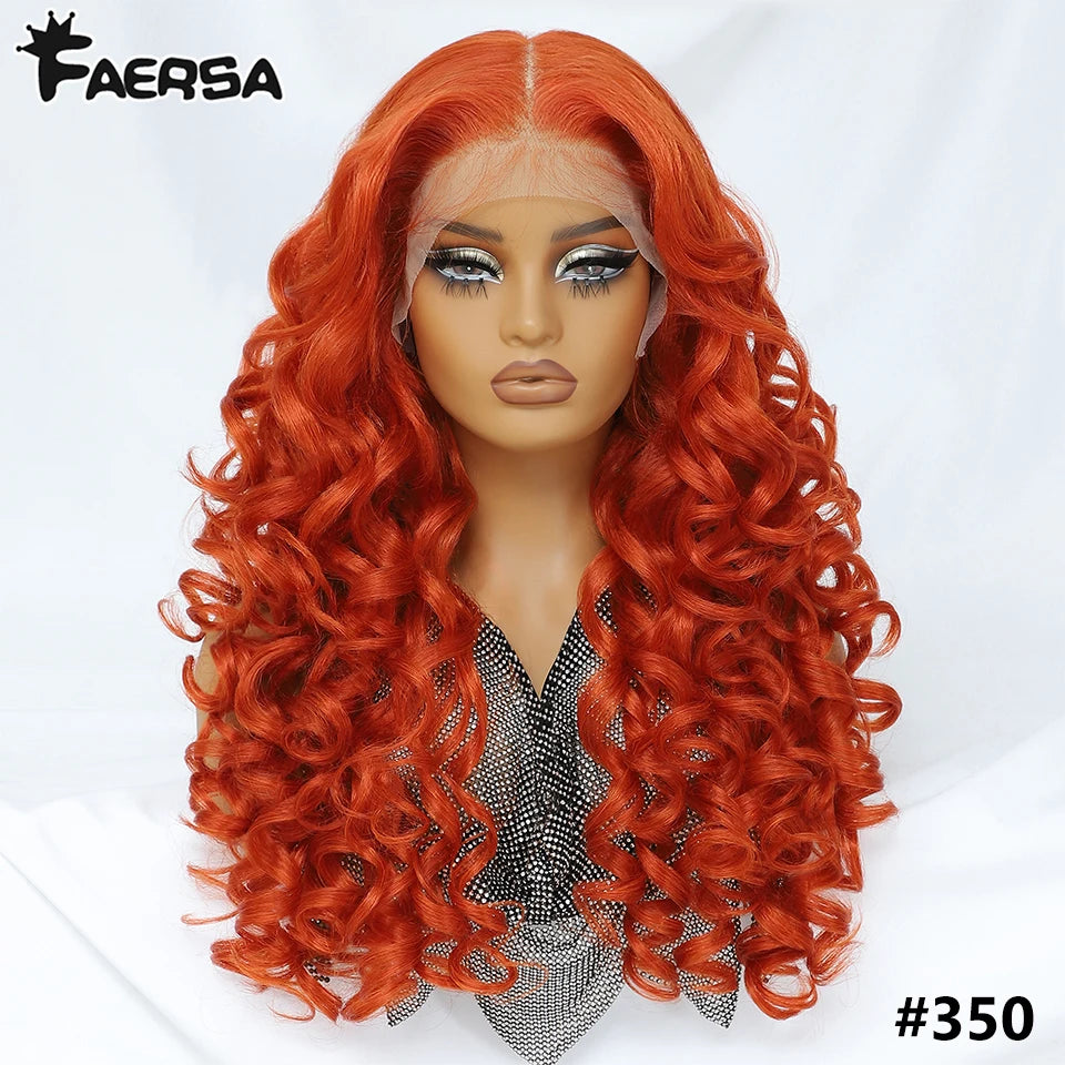 Latisha 13X6 HD 13X5X1 Synthetic Lace Front Wigs Curly Pre Plucked Lace Frontal Wig with Bangs for Women Highlight with Babyhair