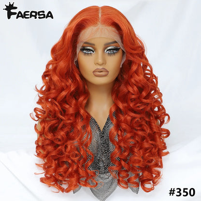 Latisha 13X6 HD 13X5X1 Synthetic Lace Front Wigs Curly Pre Plucked Lace Frontal Wig with Bangs for Women Highlight with Babyhair