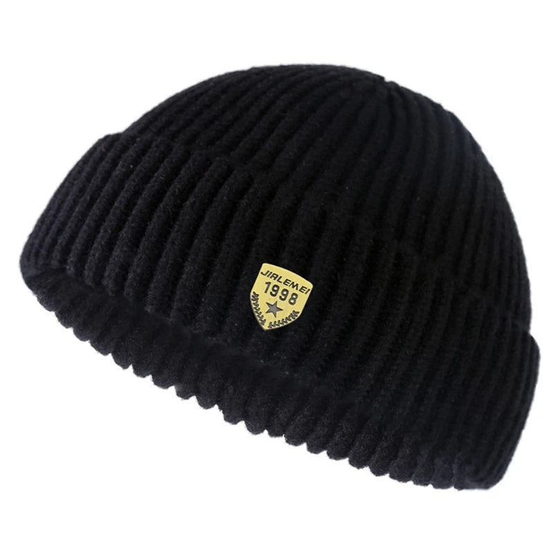 Knitted Hats for Men Women Roll Up Edge Skull Melon Cap Winter Spring Solid Warm Landlord Casual Hip Hop Beanie Hat