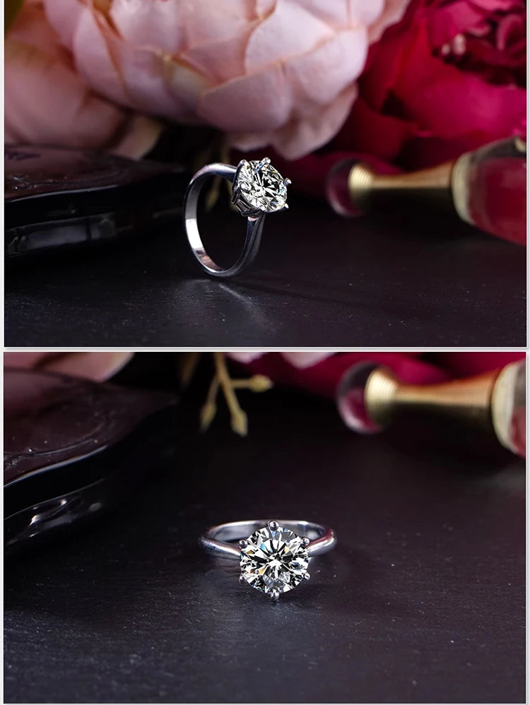 JEWELLWANG 18K Pure Gold Lab Grown Diamond Ring for Women 0.5-3.0ct D VVS Engagement/Wedding/6 Claws Luxury Synthetic Ring(IGI)