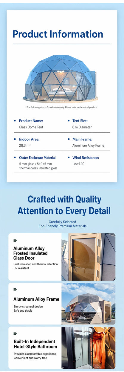 Customized Luxury Glass Dome House Tent Transparent Geodesic Aluminum Frames Four Season Outdoor Hotel Resort Camping