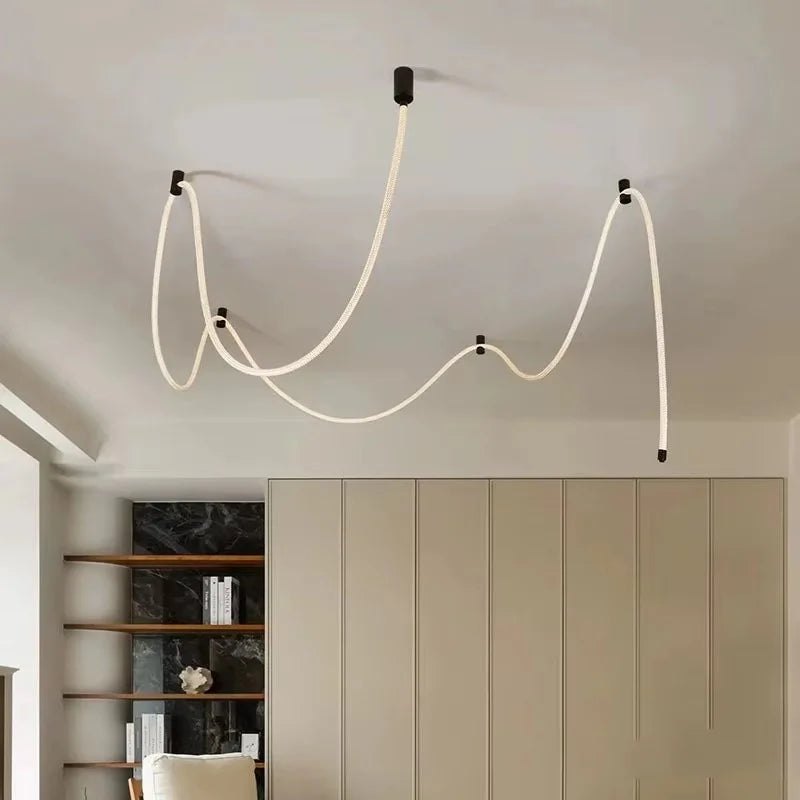Modern LED Ceiling Chandelier Personality Braided Hose Lamp Ceiling Living Room Bedroom LED Lights Nordic Home Decor Suspension