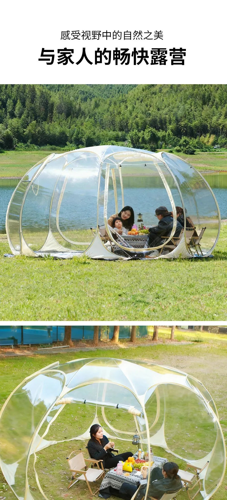 Transparent Bubble Tent for Winter Camping,Insulated Windproof Geodesic Dome Tent with Stargazing Skylight,Outdoor Glamping Tent