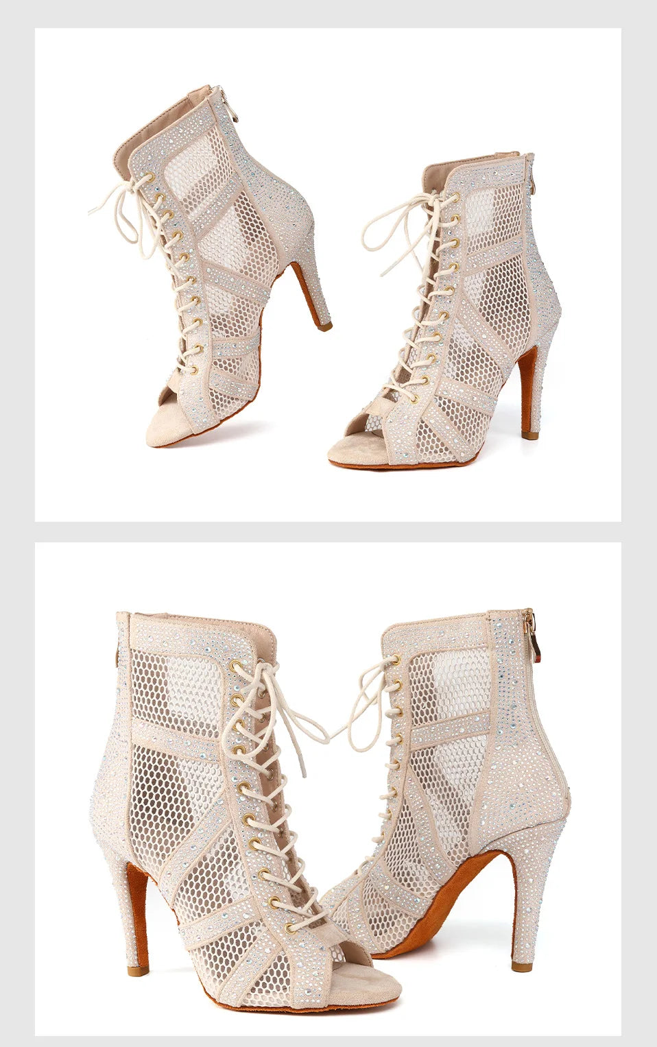 Girls Latin Dance Shoes Women Modern Dance Salsa High-Top Sandals Dance Hall Shoes Ladies Fashion Sexy High-Heeled Suede Boots