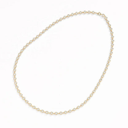 FEOBUR 3mm Round Moissanite Tennis Necklace for Women Certified S925 Sterling Silver Bubble Diamond Choker High Quality Jewelry