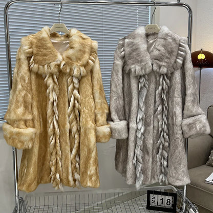 2026 New Elegant Winter Natural Rabbit Fur Coat Jacket Real Leather Fur Women's Fringe Tassel Clothing Female Outerwears