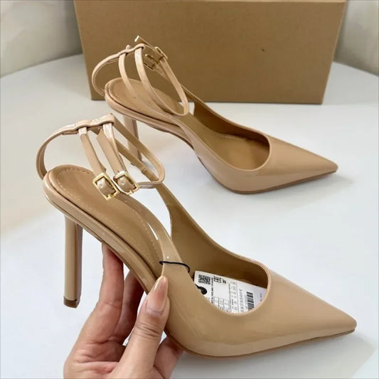 2025 Summer Stiletto Modern Sandals for Women High Heels Sexy Ankle Strap Pointed Toe Luxury Brand Party Wedding Bridal Shoes